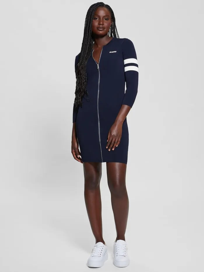 GUESS Dresses and Jumpsuits Michela Varsity Sweater Dress Green 8211 Women