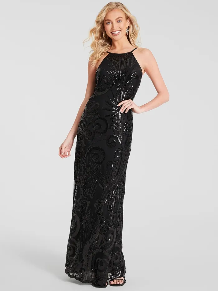 GUESS Dresses and Jumpsuits SL SELENA SEQUIN DRE Black 8211 Women
