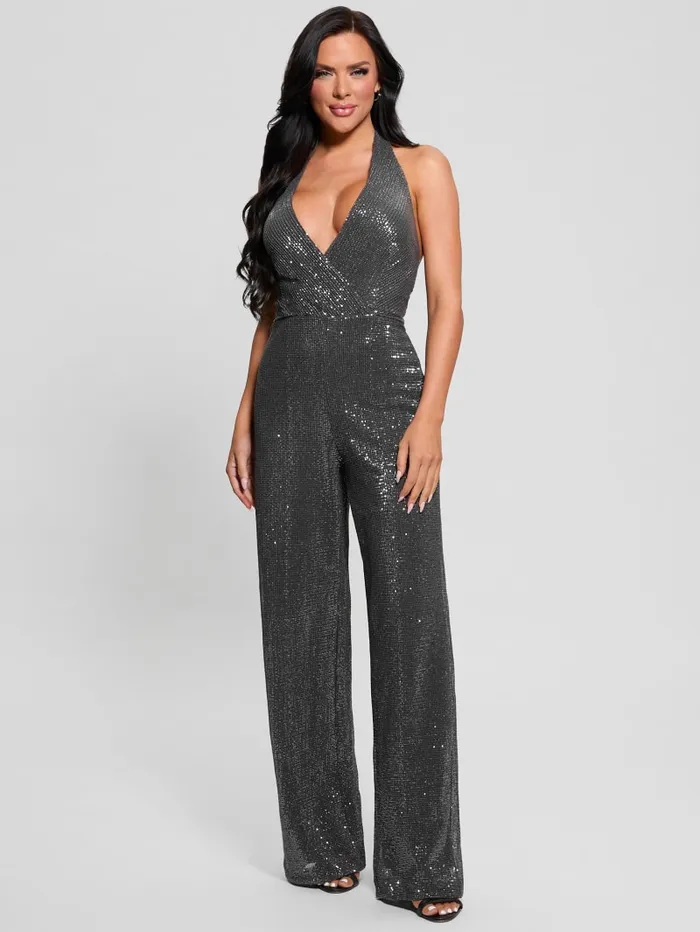 GUESS Dresses and Jumpsuits Suvi Sequin Jumpsuit Silver 8211 Women