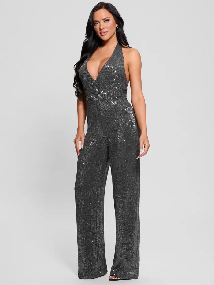 GUESS Dresses and Jumpsuits Suvi Sequin Jumpsuit Silver 8211 Women