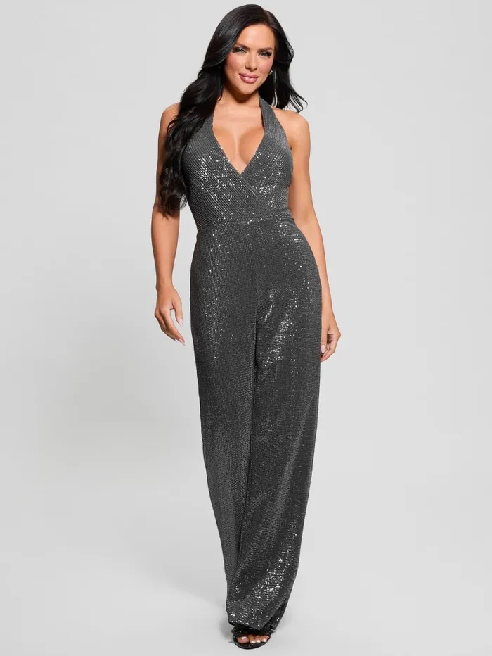 GUESS Dresses and Jumpsuits Suvi Sequin Jumpsuit Silver 8211 Women