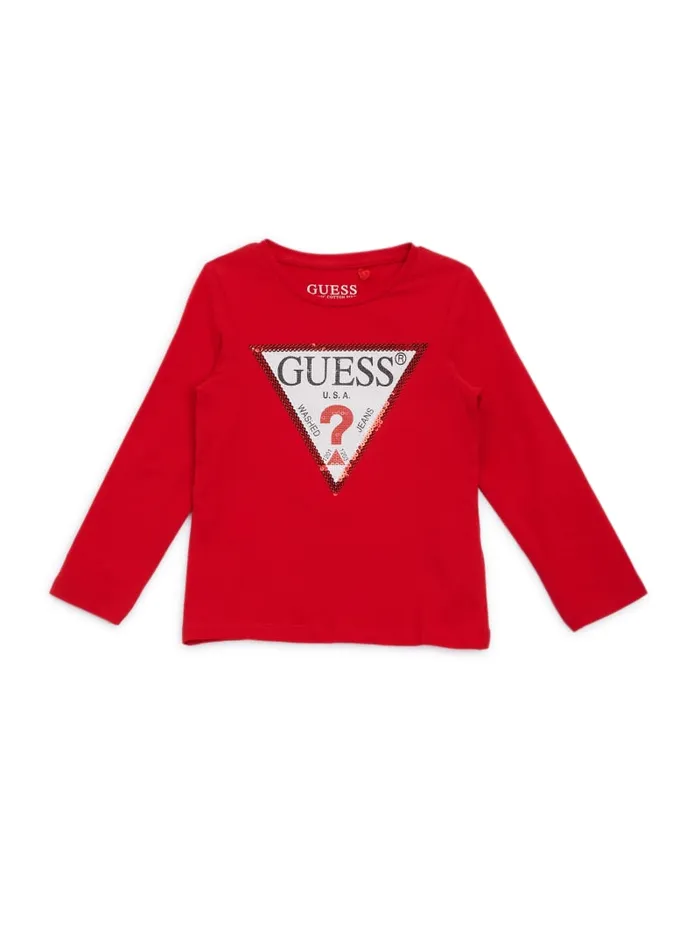 GUESS Gifts For Kids Sequins Logo Tee 3M3 Red 8211 Kids