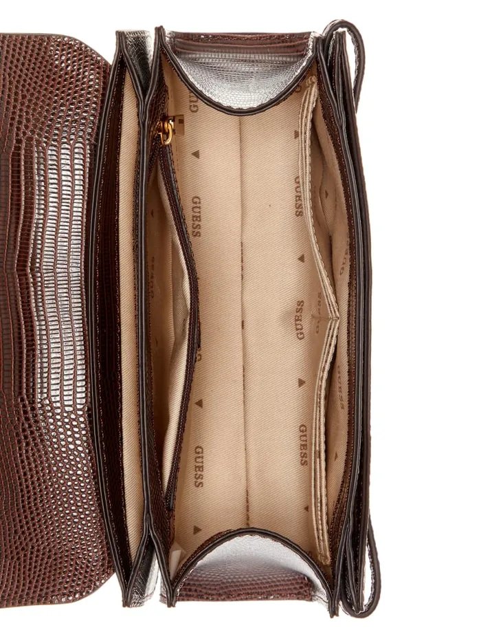 GUESS Handbags Sibel TopHandle Flap Bag Brown 8211 Women