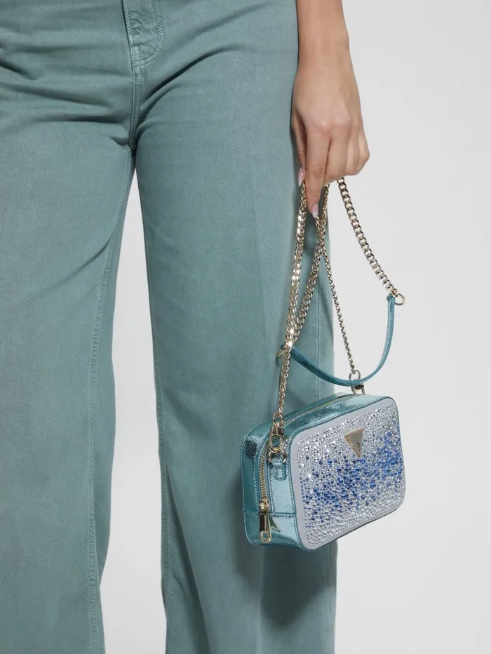 GUESS Handbags Sofia Crystal Mini Crossbody Blue 8211 Women