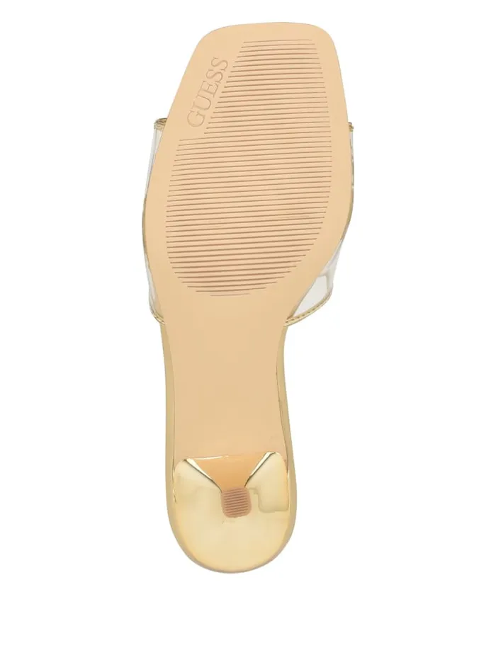 GUESS Heels Lusie Triangle Clear Kitten Mules Gold 8211 Unisex