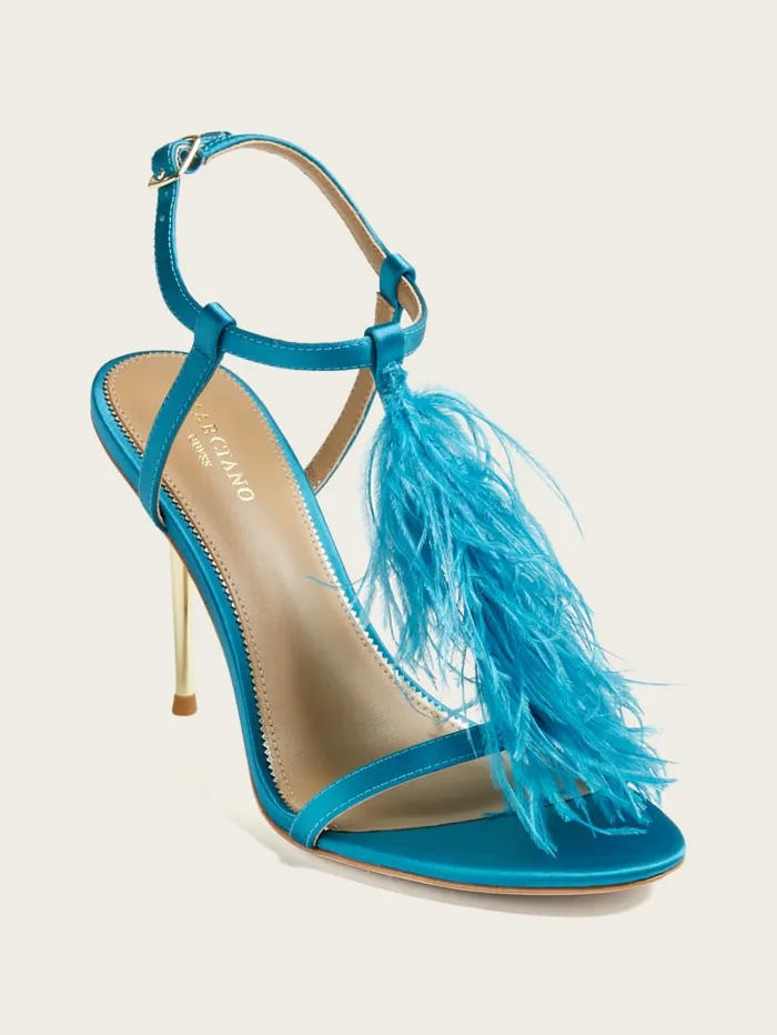 GUESS Heels Reyon Feather Satin Heel Blue 8211 Unisex