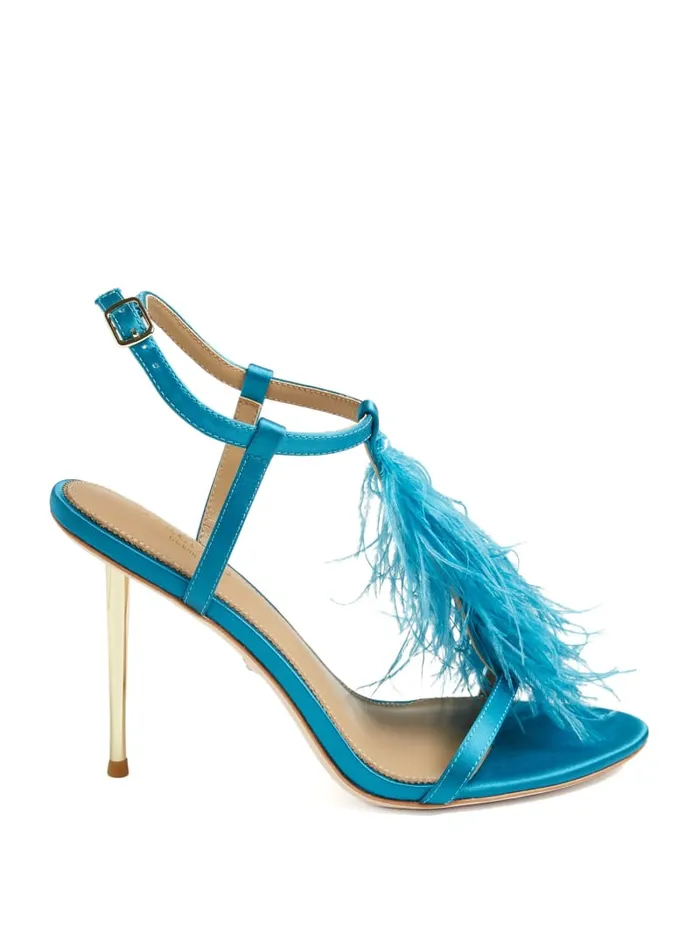 GUESS Heels Reyon Feather Satin Heel Blue 8211 Unisex
