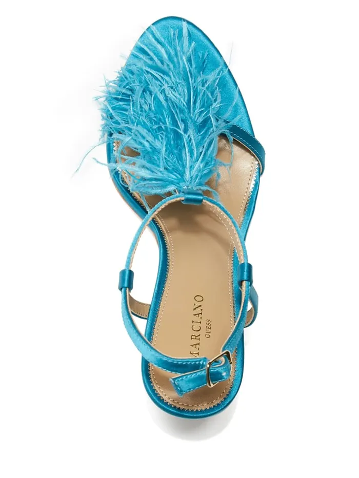 GUESS Heels Reyon Feather Satin Heel Blue 8211 Unisex