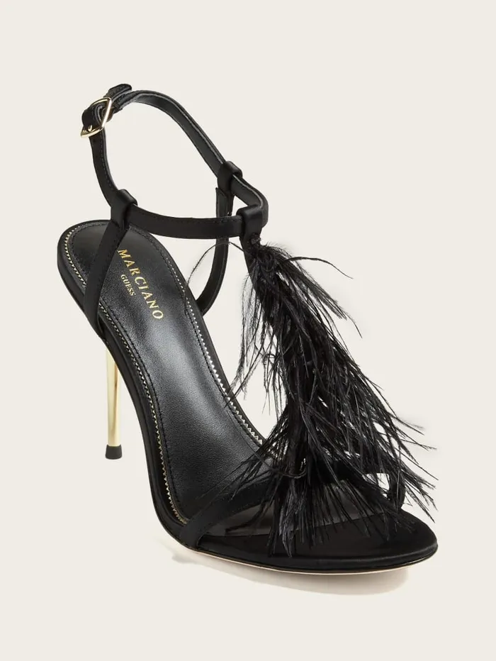 GUESS Heels Reyon Feather Satin Heel Blue 8211 Unisex