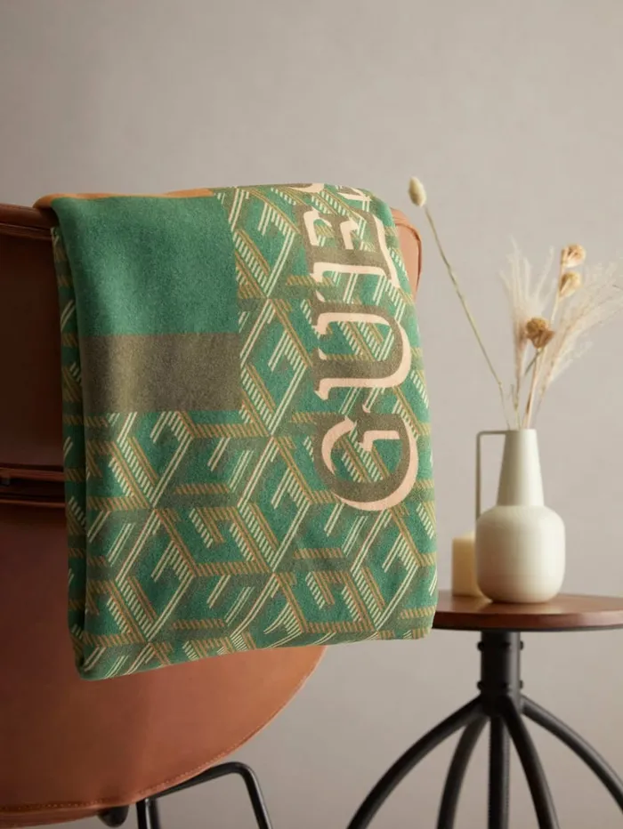 GUESS Home Fleece G Cube Blanket Green 8211 Women