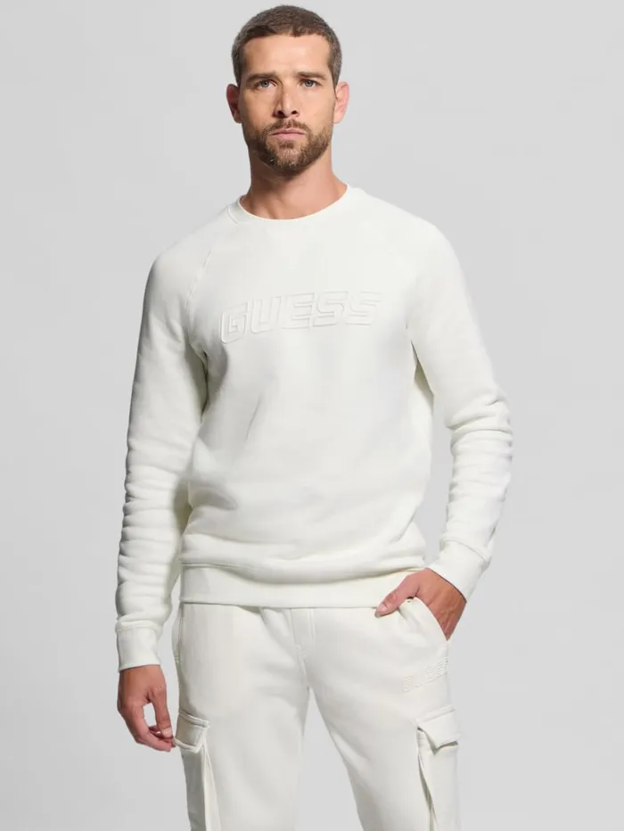 GUESS Hoodies and Sweaters Eco Aldwin Crewneck Sweatshirt White 8211 Men
