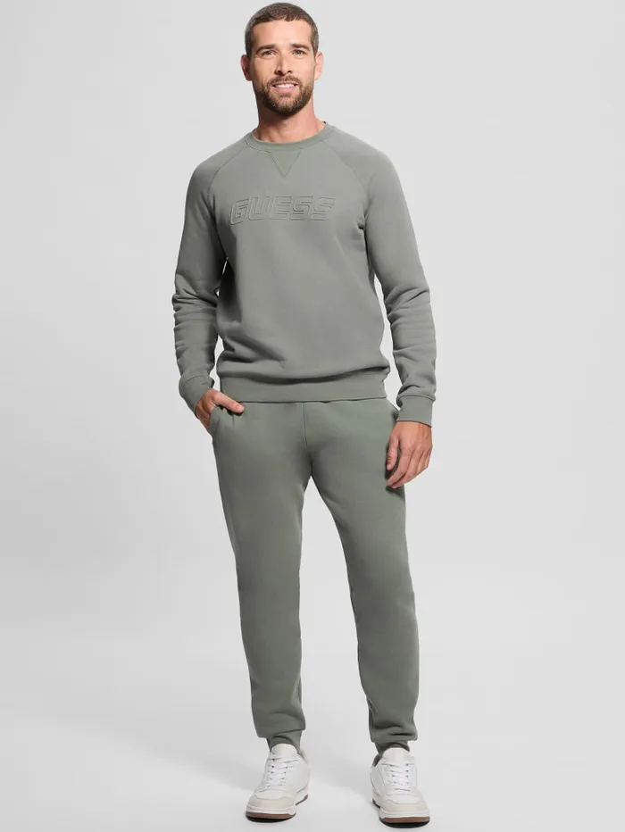GUESS Hoodies and Sweaters Eco Aldwin Crewneck Sweatshirt White 8211 Men