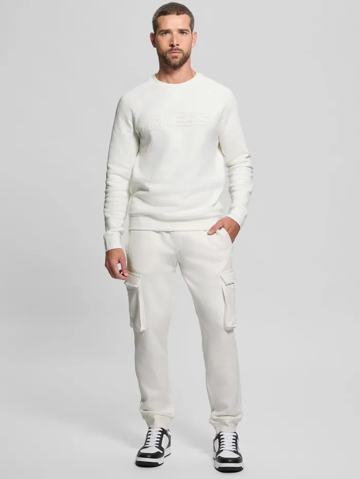 GUESS Hoodies and Sweaters Eco Aldwin Crewneck Sweatshirt White 8211 Men