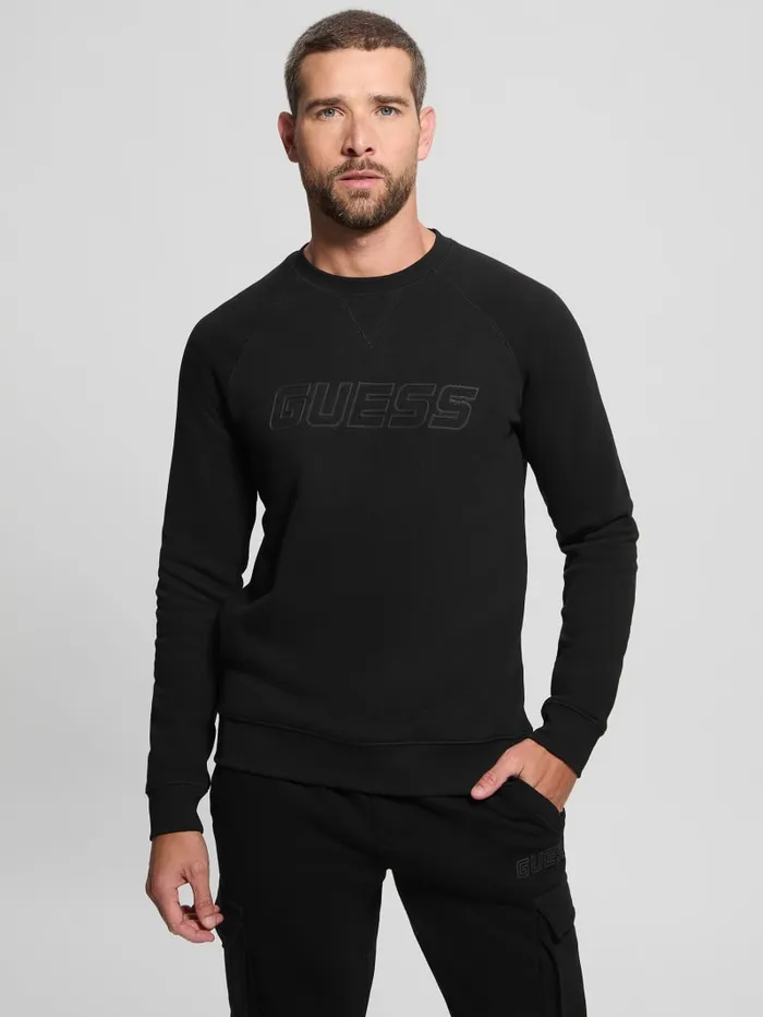 GUESS Hoodies and Sweaters Eco Aldwin Crewneck Sweatshirt White 8211 Men