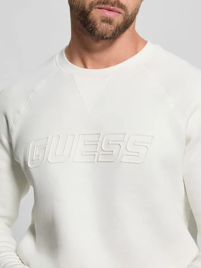 GUESS Hoodies and Sweaters Eco Aldwin Crewneck Sweatshirt White 8211 Men