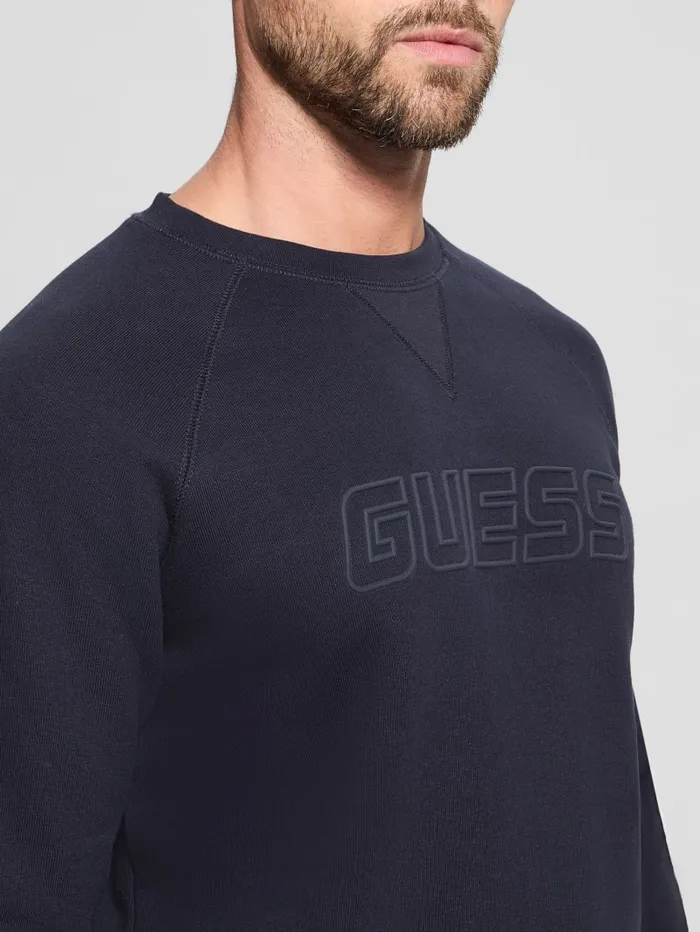 GUESS Hoodies and Sweaters Eco Aldwin Crewneck Sweatshirt White 8211 Men