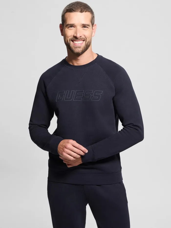 GUESS Hoodies and Sweaters Eco Aldwin Crewneck Sweatshirt White 8211 Men