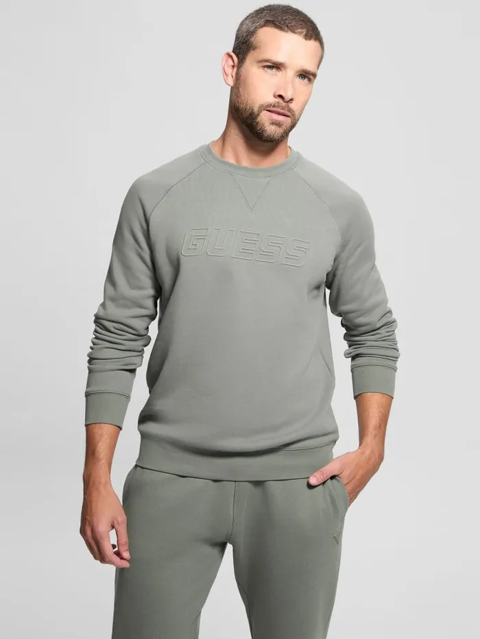 GUESS Hoodies and Sweaters Eco Aldwin Crewneck Sweatshirt White 8211 Men