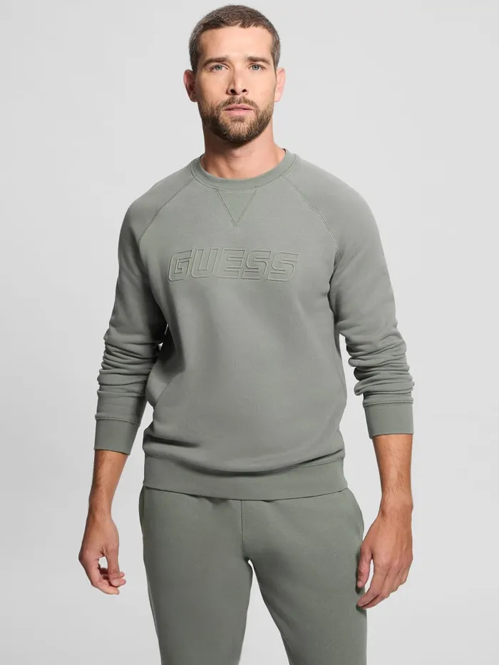 GUESS Hoodies and Sweaters Eco Aldwin Crewneck Sweatshirt White 8211 Men