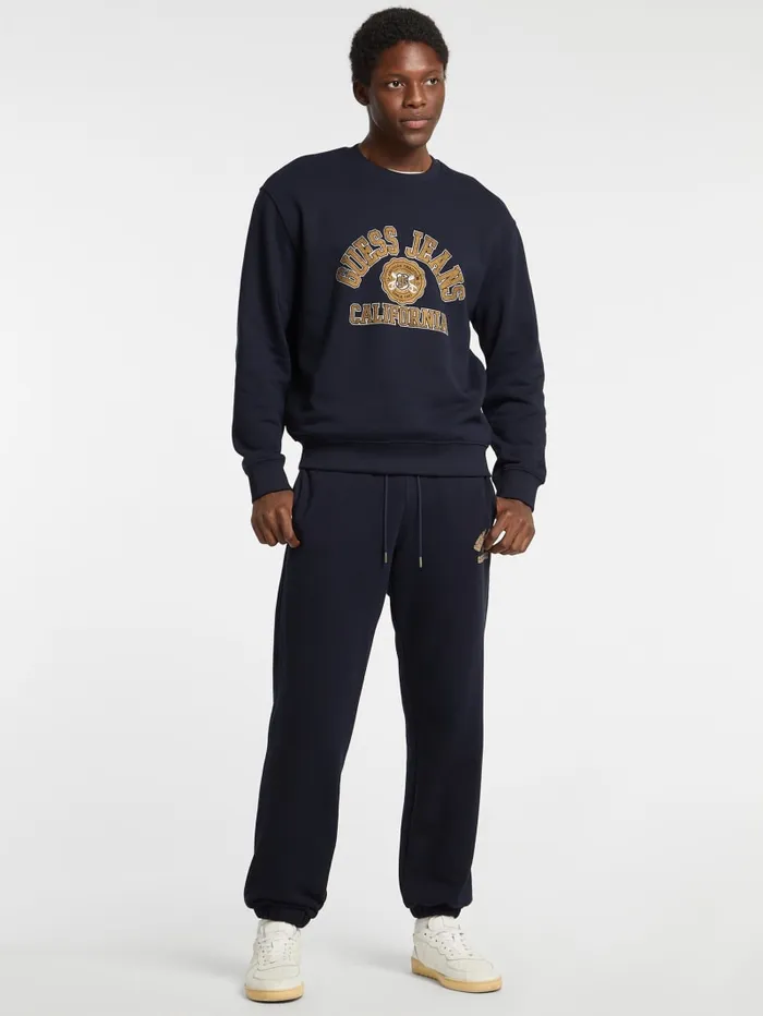GUESS Hoodies and Sweaters Eco Crewneck Printed Sweater Blue 8211 Men
