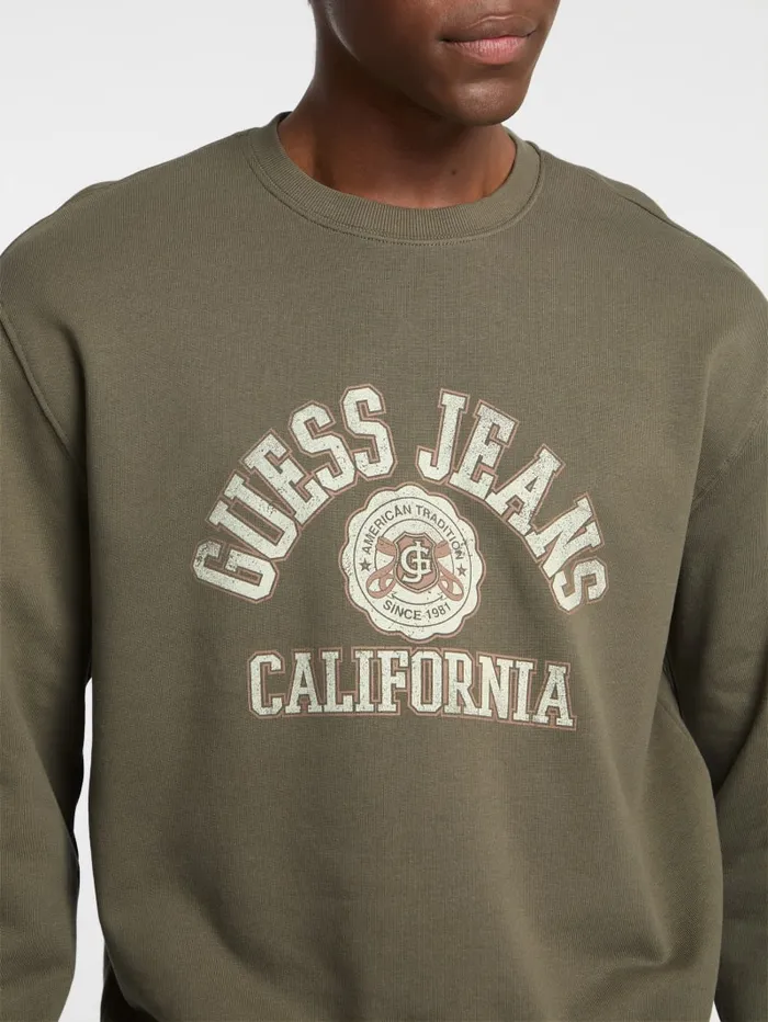 GUESS Hoodies and Sweaters Eco Crewneck Printed Sweater Blue 8211 Men