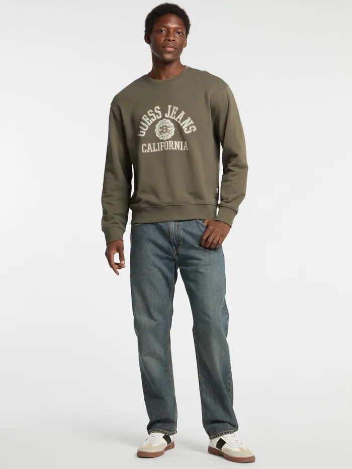 GUESS Hoodies and Sweaters Eco Crewneck Printed Sweater Blue 8211 Men