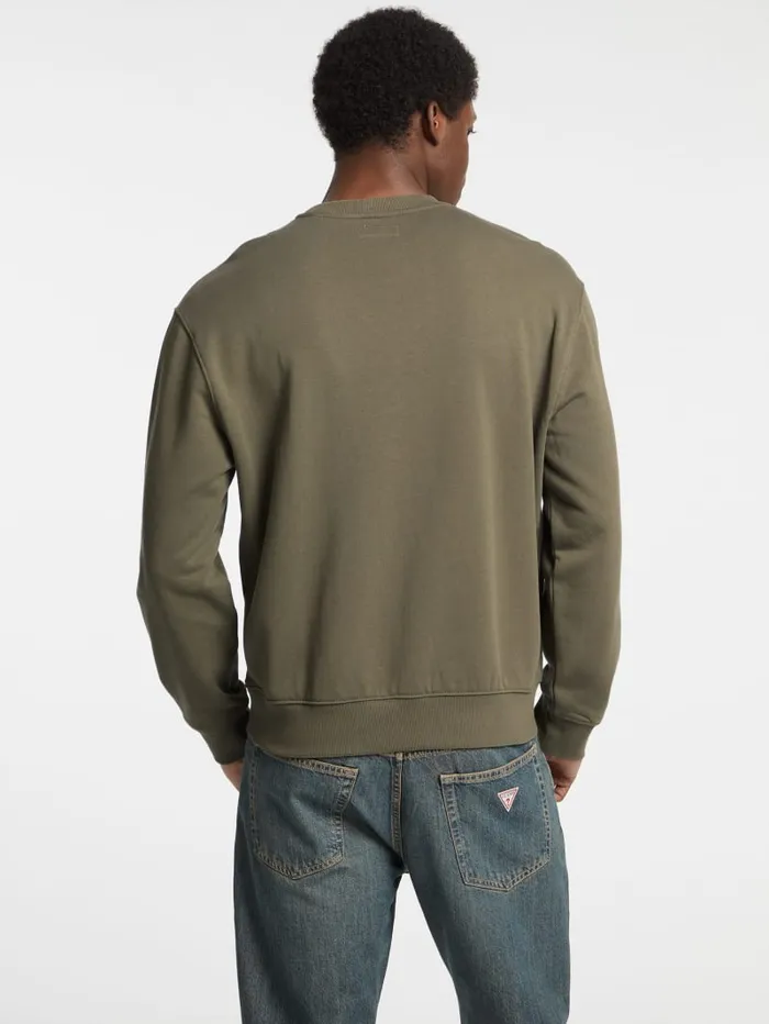 GUESS Hoodies and Sweaters Eco Crewneck Printed Sweater Blue 8211 Men
