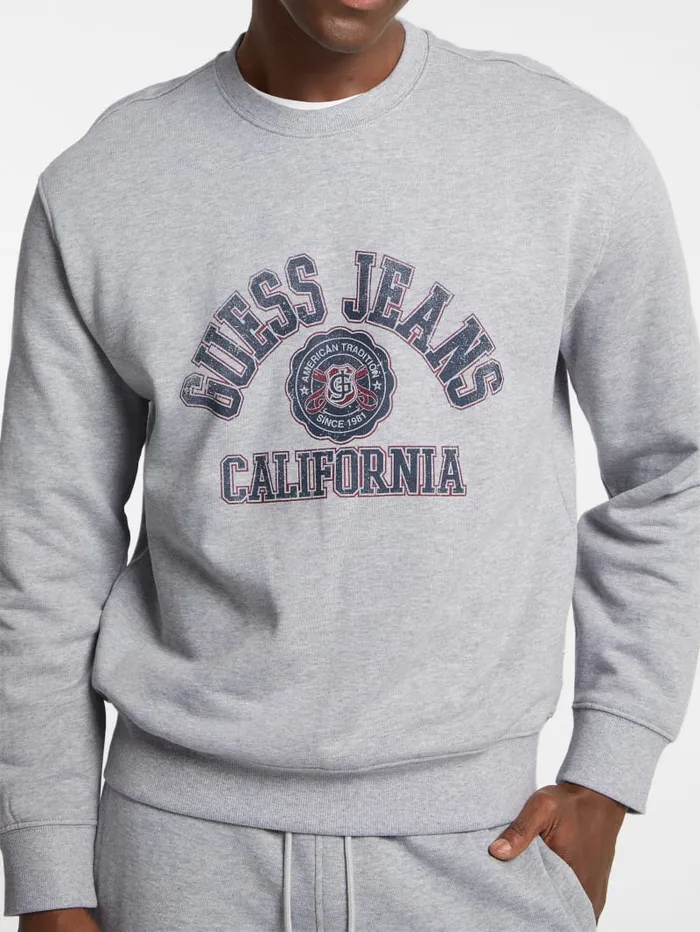 GUESS Hoodies and Sweaters Eco Crewneck Printed Sweater Blue 8211 Men
