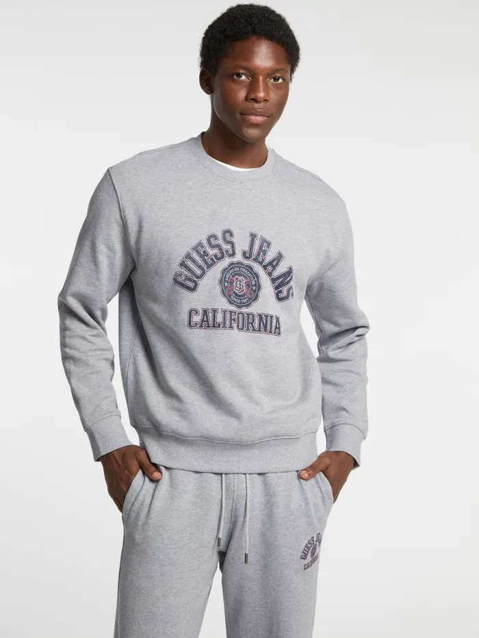 GUESS Hoodies and Sweaters Eco Crewneck Printed Sweater Blue 8211 Men