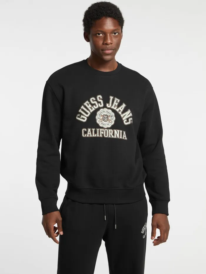 GUESS Hoodies and Sweaters Eco Crewneck Printed Sweater Blue 8211 Men