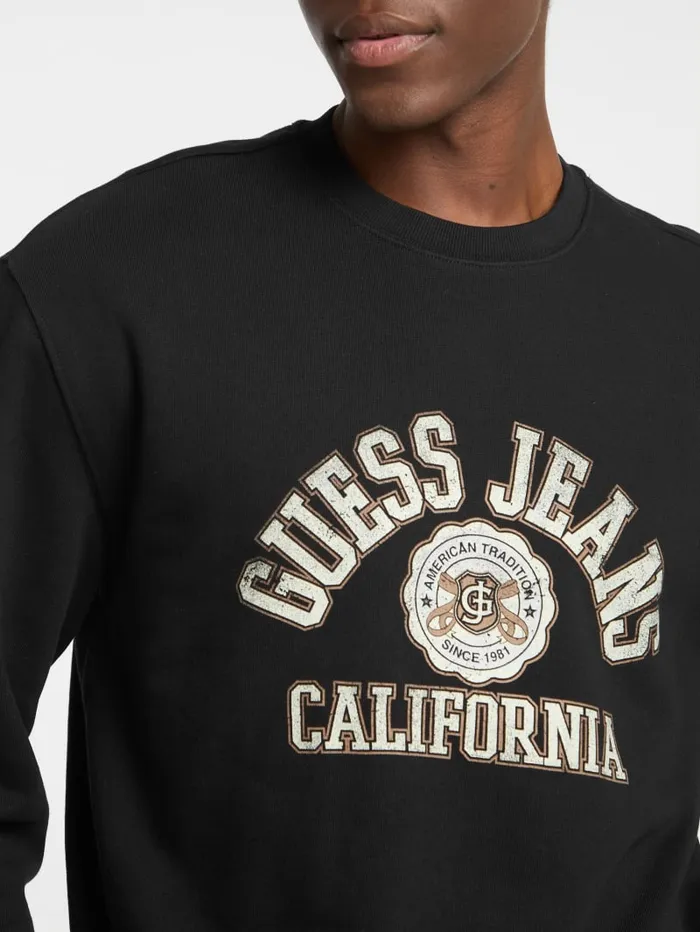 GUESS Hoodies and Sweaters Eco Crewneck Printed Sweater Blue 8211 Men