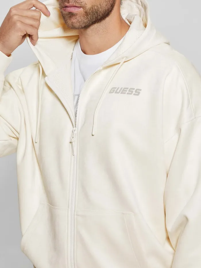 GUESS Hoodies and Sweaters Eco Daril ZipUp Hoodie Sweatshirt White 8211 Men