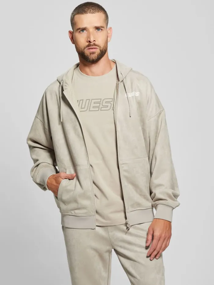 GUESS Hoodies and Sweaters Eco Daril ZipUp Hoodie Sweatshirt White 8211 Men