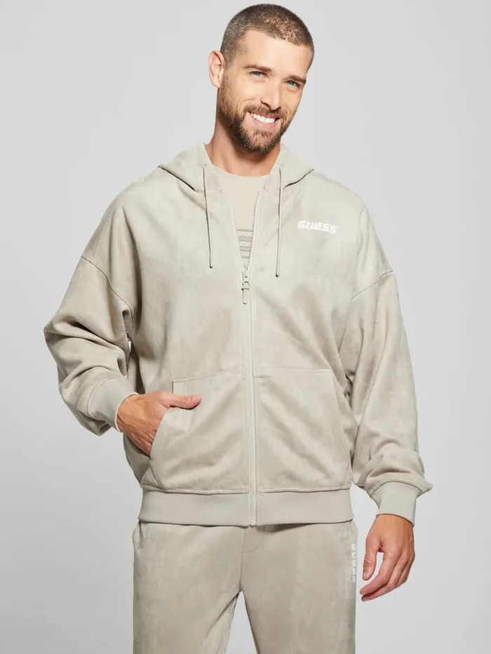 GUESS Hoodies and Sweaters Eco Daril ZipUp Hoodie Sweatshirt White 8211 Men
