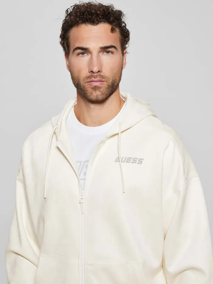 GUESS Hoodies and Sweaters Eco Daril ZipUp Hoodie Sweatshirt White 8211 Men