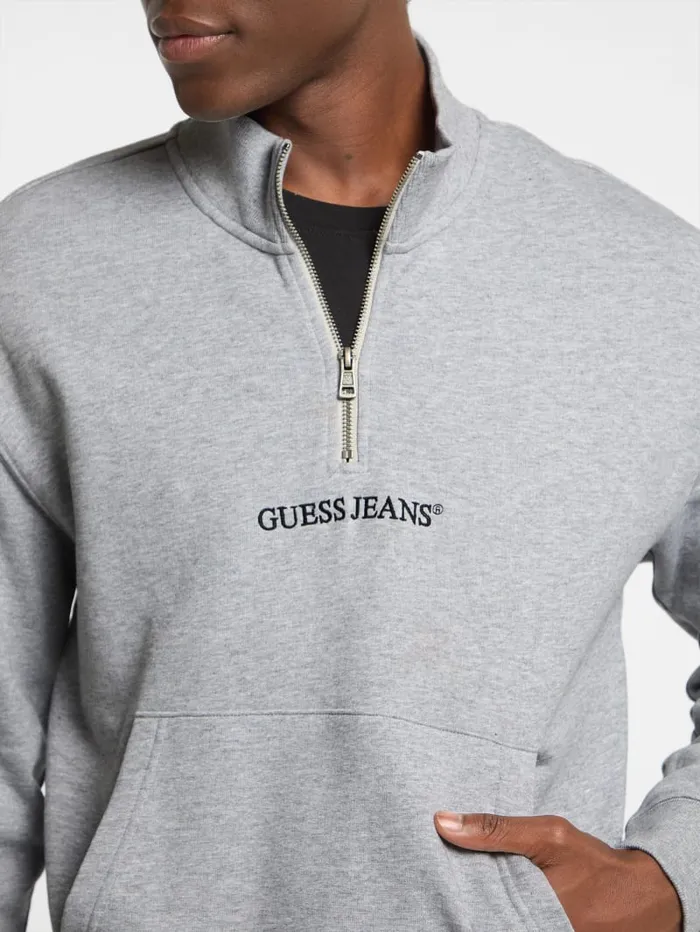 GUESS Hoodies and Sweaters Eco HalfZip Logo Sweater Gray 8211 Men