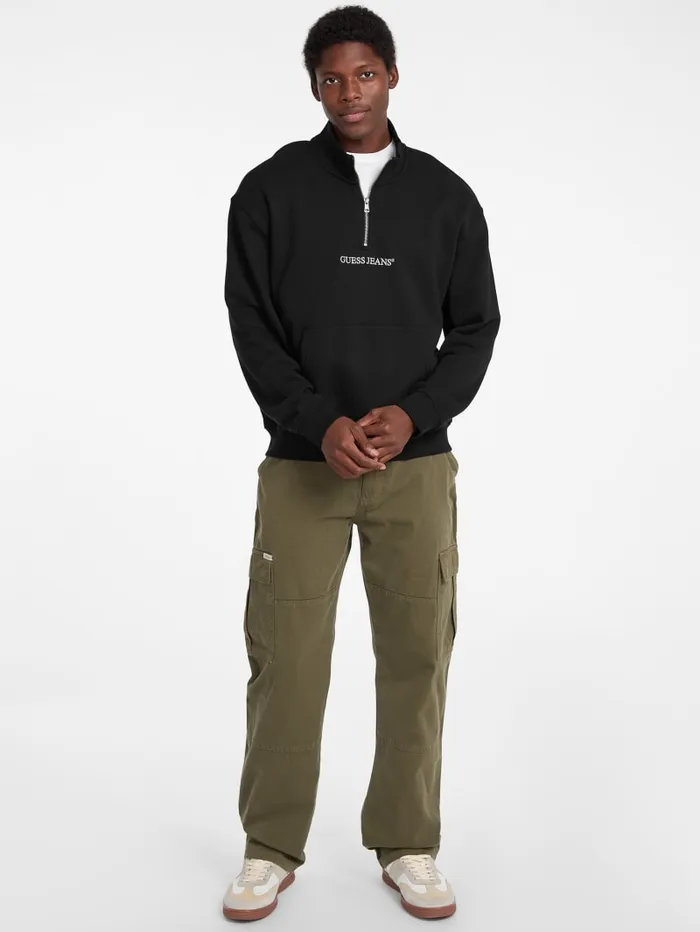 GUESS Hoodies and Sweaters Eco HalfZip Logo Sweater Gray 8211 Men
