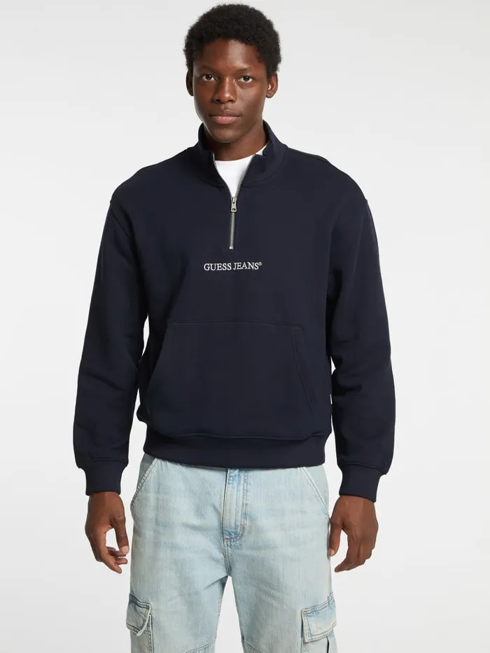 GUESS Hoodies and Sweaters Eco HalfZip Logo Sweater Gray 8211 Men