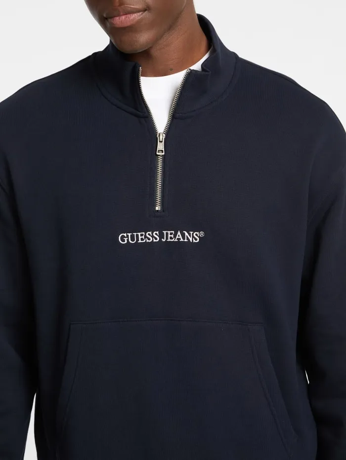 GUESS Hoodies and Sweaters Eco HalfZip Logo Sweater Gray 8211 Men