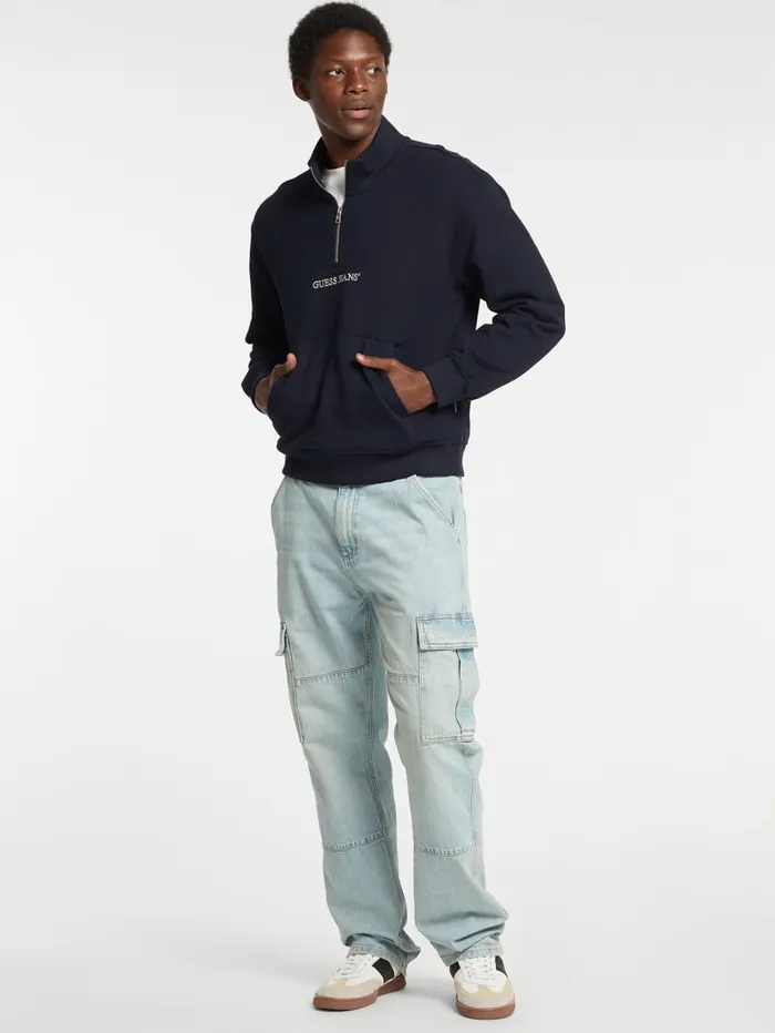 GUESS Hoodies and Sweaters Eco HalfZip Logo Sweater Gray 8211 Men