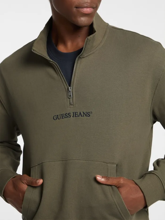 GUESS Hoodies and Sweaters Eco HalfZip Logo Sweater Gray 8211 Men