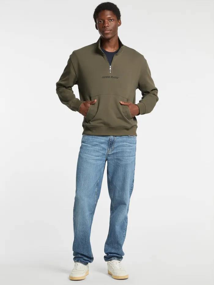 GUESS Hoodies and Sweaters Eco HalfZip Logo Sweater Gray 8211 Men