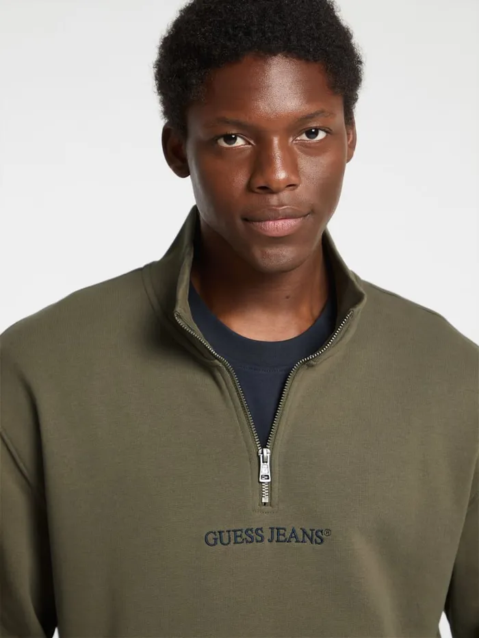 GUESS Hoodies and Sweaters Eco HalfZip Logo Sweater Gray 8211 Men