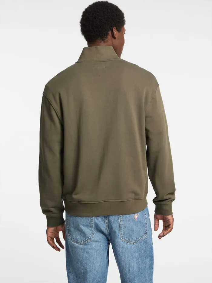 GUESS Hoodies and Sweaters Eco HalfZip Logo Sweater Gray 8211 Men