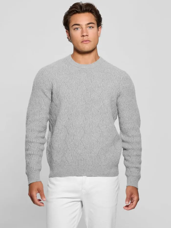 GUESS Hoodies and Sweaters Eco Wesley Lattice Sweater Black 8211 Men