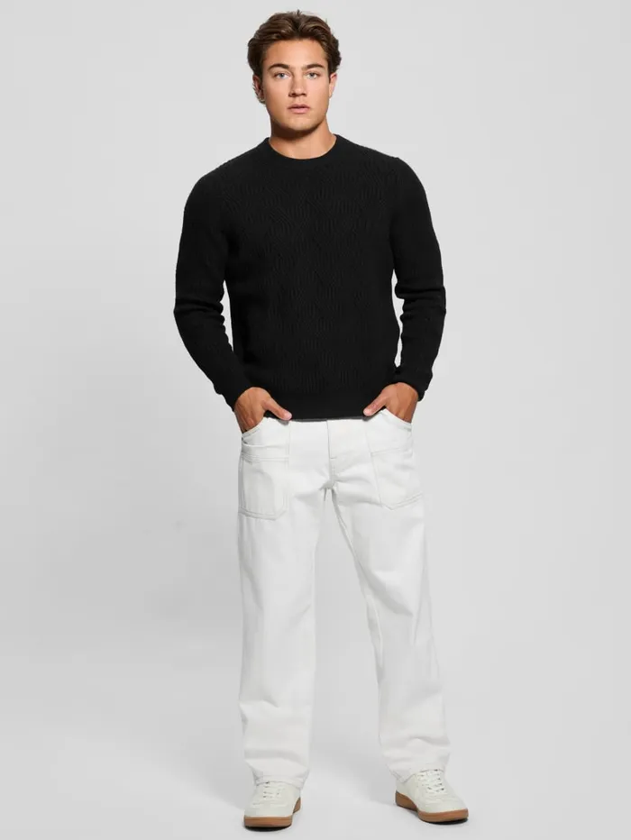 GUESS Hoodies and Sweaters Eco Wesley Lattice Sweater Black 8211 Men