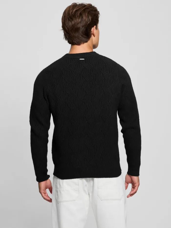 GUESS Hoodies and Sweaters Eco Wesley Lattice Sweater Black 8211 Men