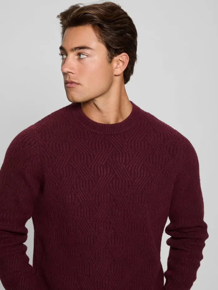 GUESS Hoodies and Sweaters Eco Wesley Lattice Sweater Black 8211 Men
