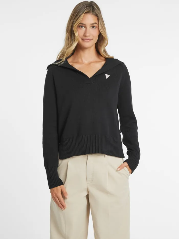 GUESS Hoodies and Sweaters Mini Triangle Polo Sweater Beige 8211 Women