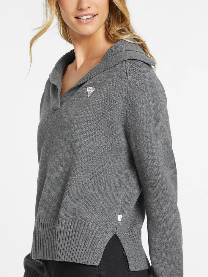 GUESS Hoodies and Sweaters Mini Triangle Polo Sweater Beige 8211 Women